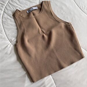 Zara tan crop top Size S